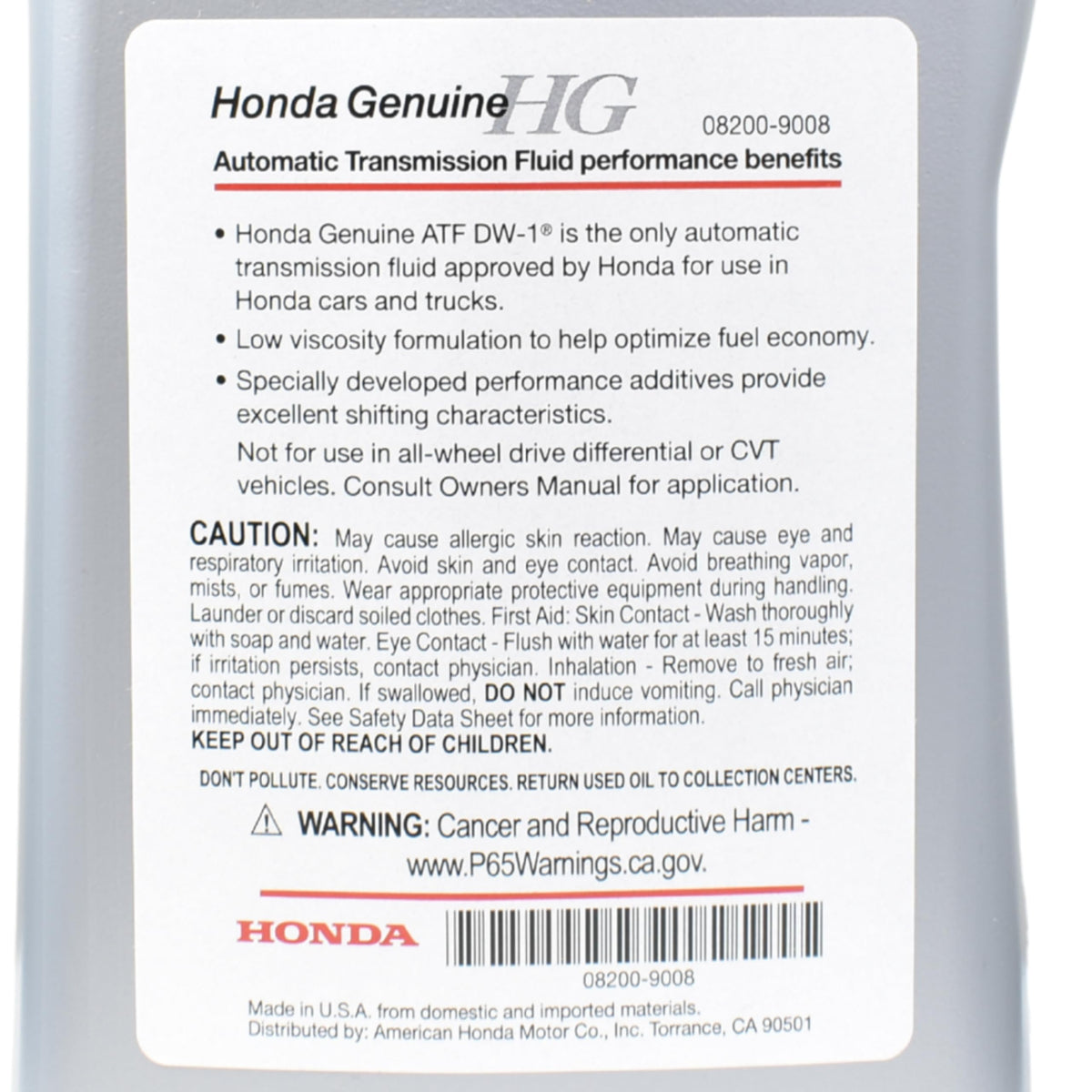 Automatic Transmission Fluid 1 Quart B4307