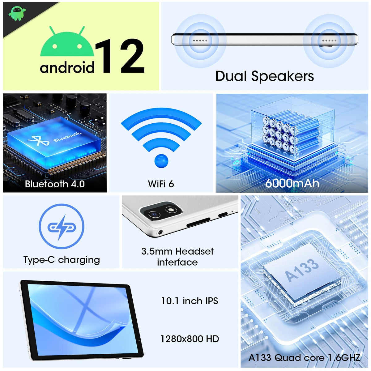 10 Inch Android Tablet 2GB RAM 32GB Storage Silver I28678