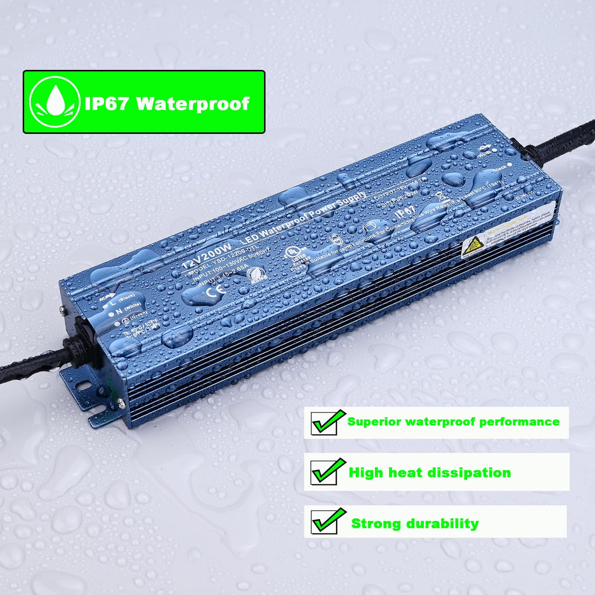 12V 200W IP67 Waterproof LED Driver L71642