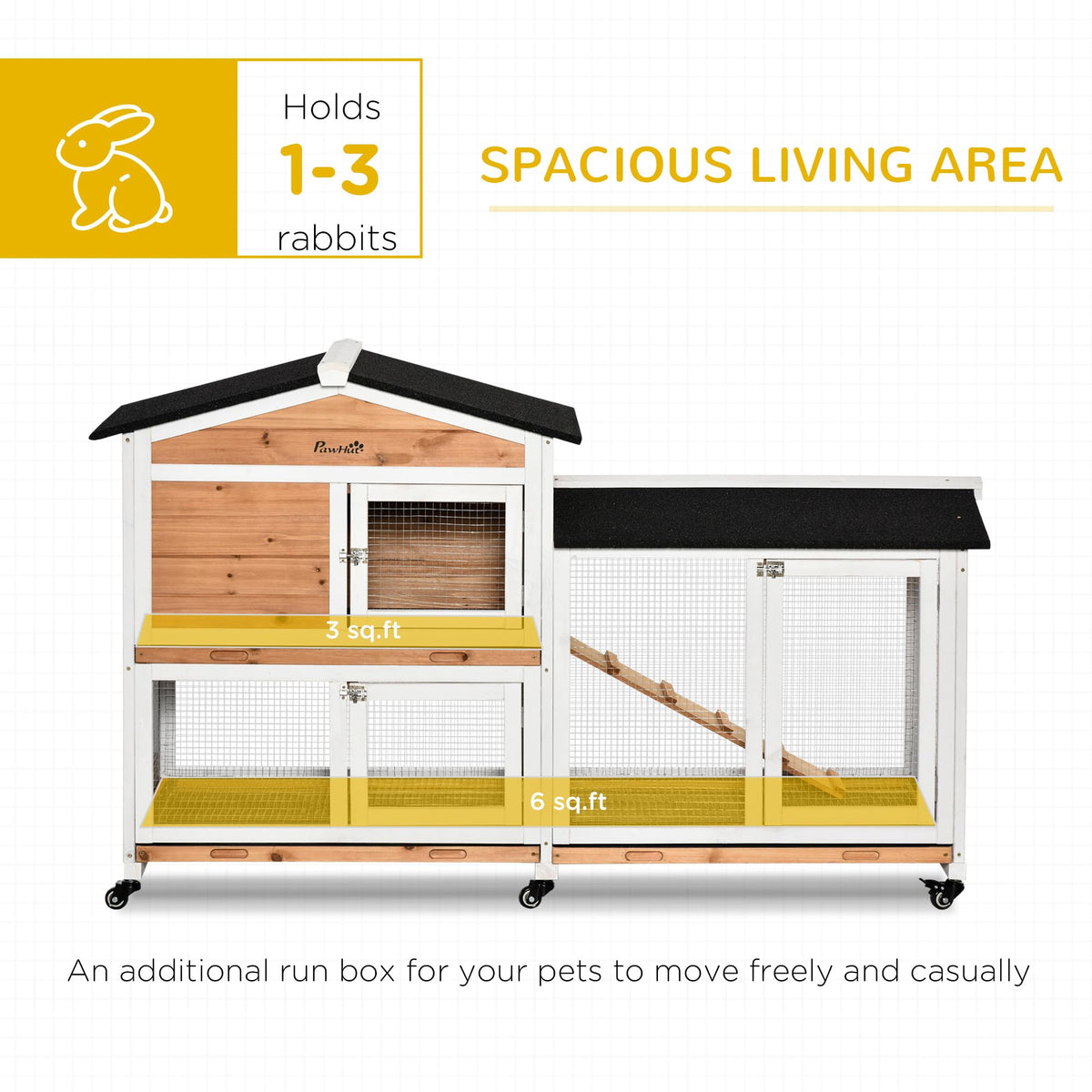 62" Rabbit Hutch with Wheels R5922