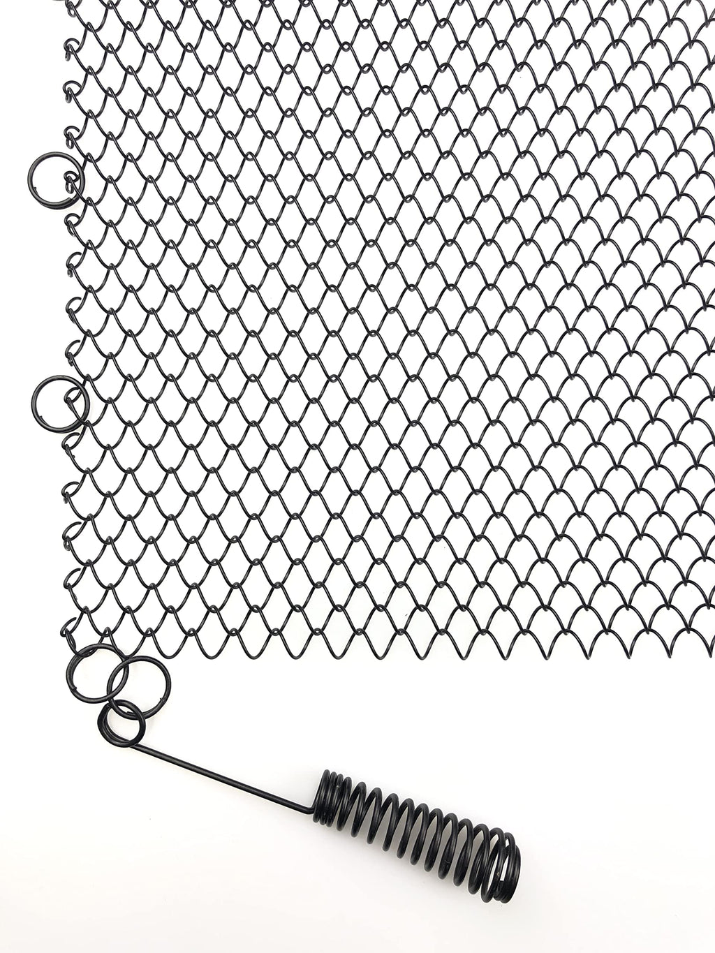 Black Fireplace Mesh Screen Curtain, Two Panels X194