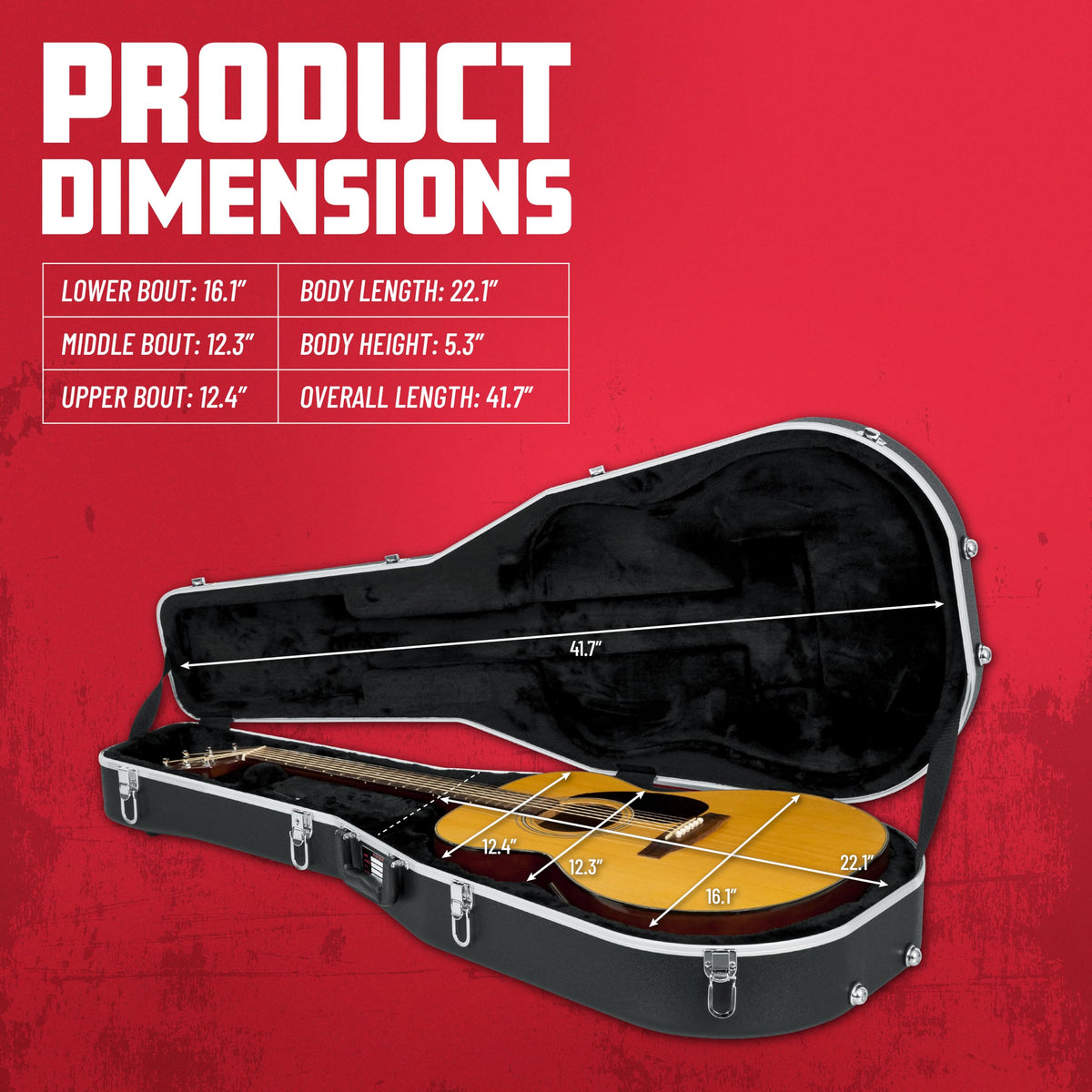 Lightweight ABS Molded Case for Dreadnought Acoustic Guitars S48607