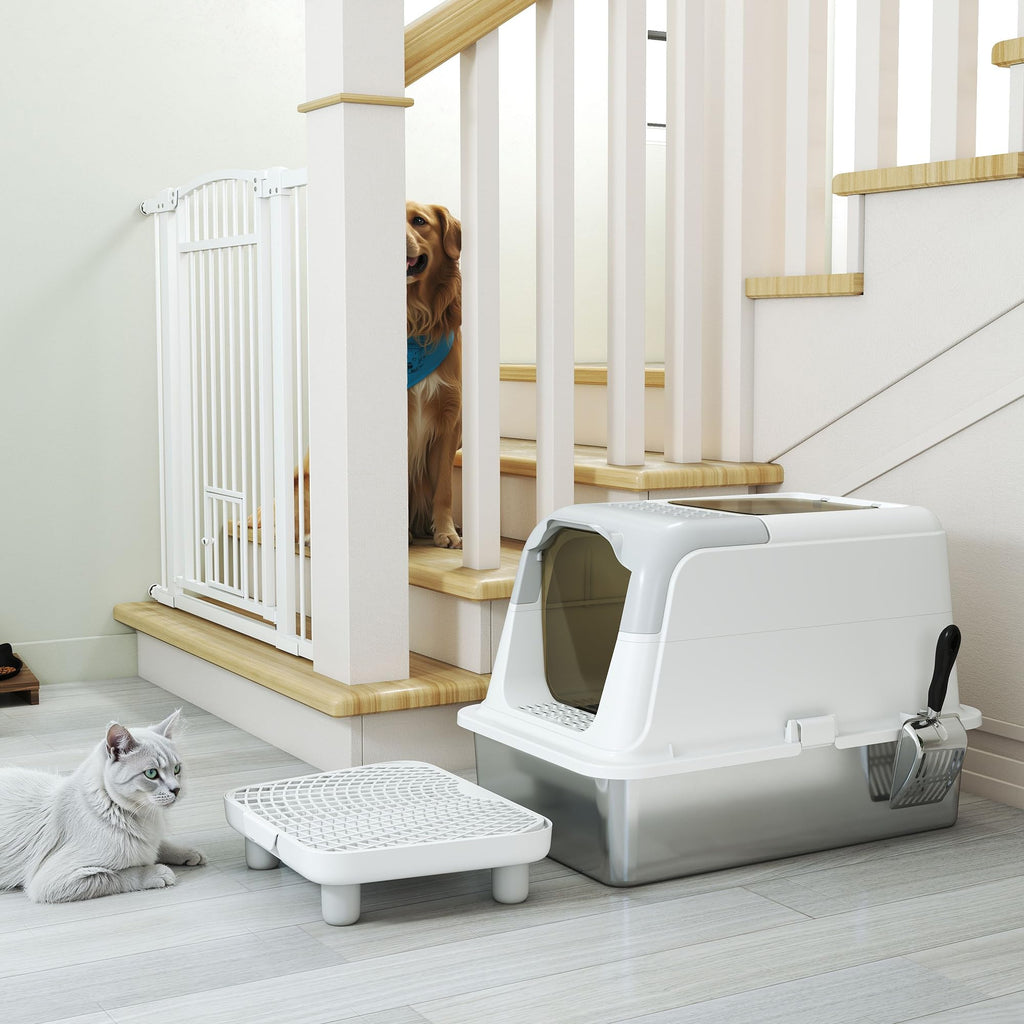 Extra Large Enclosed Stainless Steel Cat Litter Box Z55022