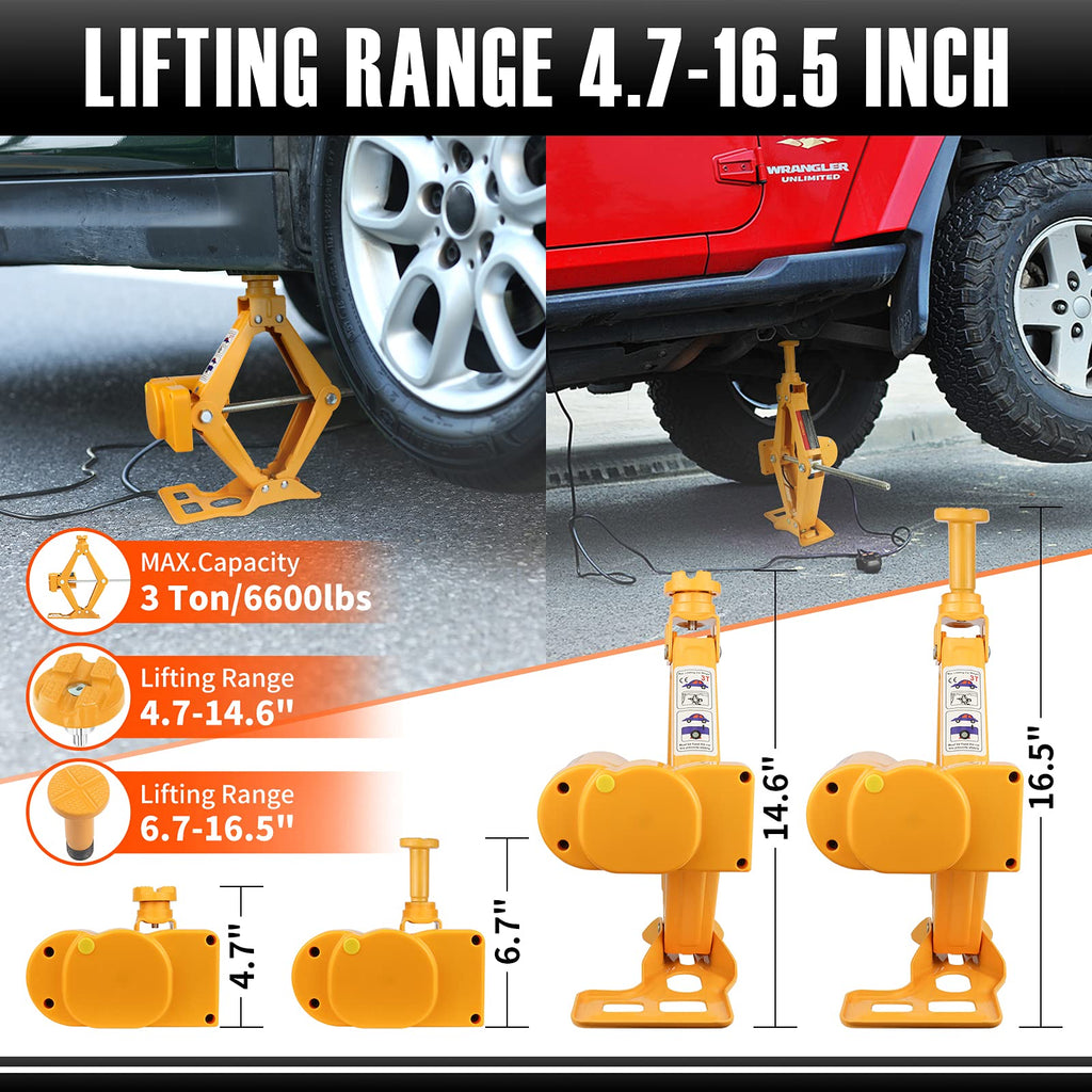 3 Ton 12V Electric Scissor Car Jack Kit with Impact Wrench M796