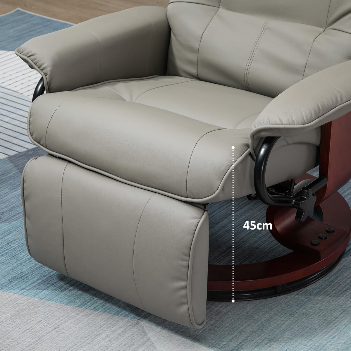 Gray PU Leather Swivel Recliner Chair O119