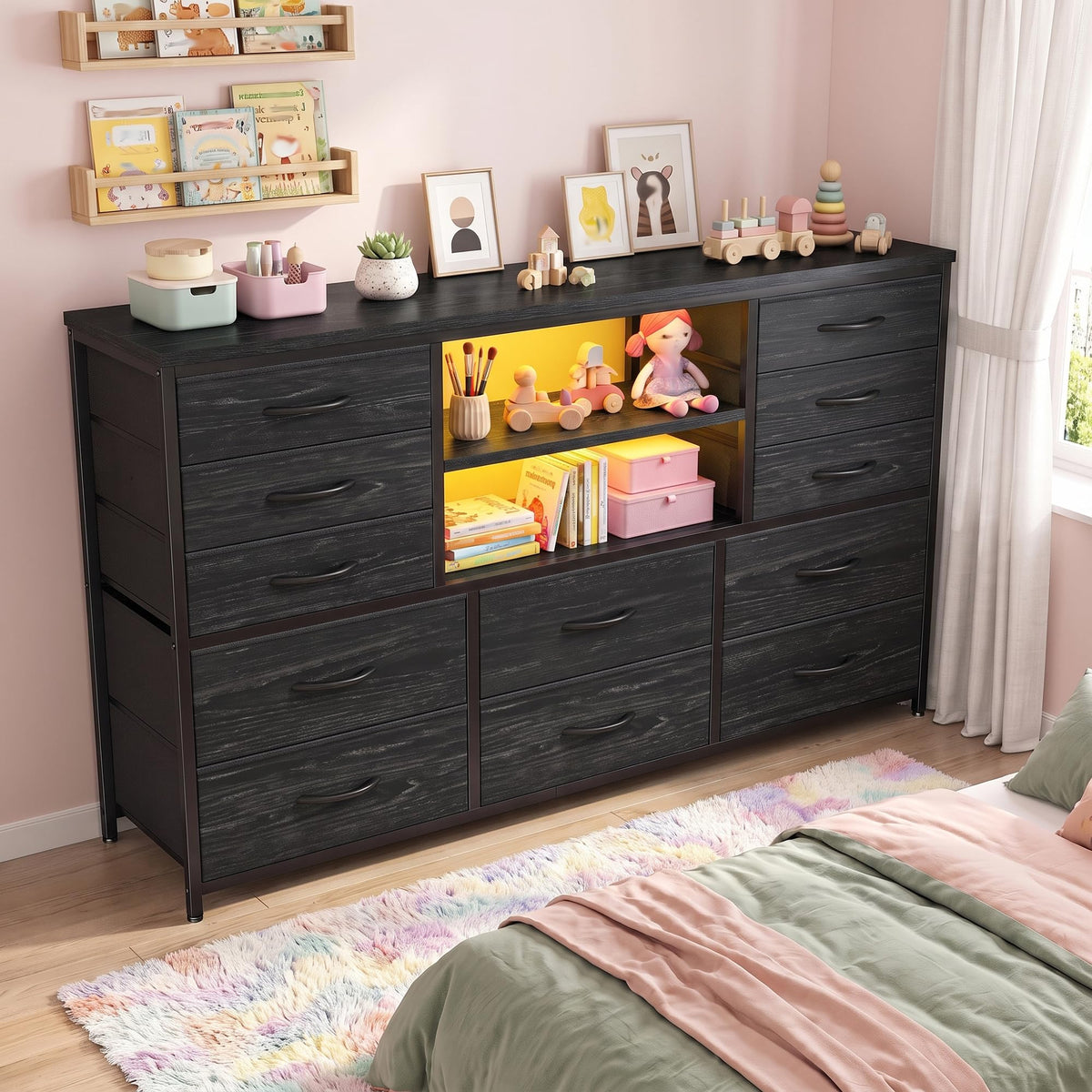 Black Wood Grain Dresser C2814