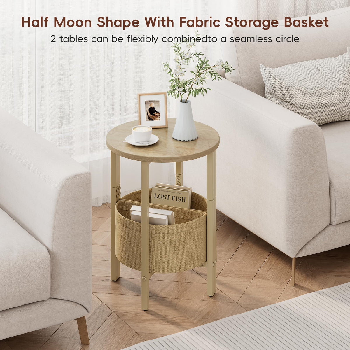 Small Round Side Table with Storage Basket, Set of 2 R64765