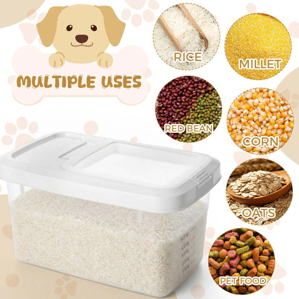 2 Pack 11 Lbs Airtight Dog Food Storage Container with Scoops I2703