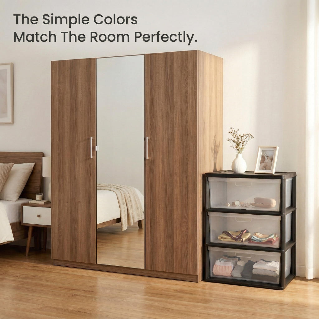 Black 3 Drawer Storage Organizer Tower with Clear Plastic Bins T987