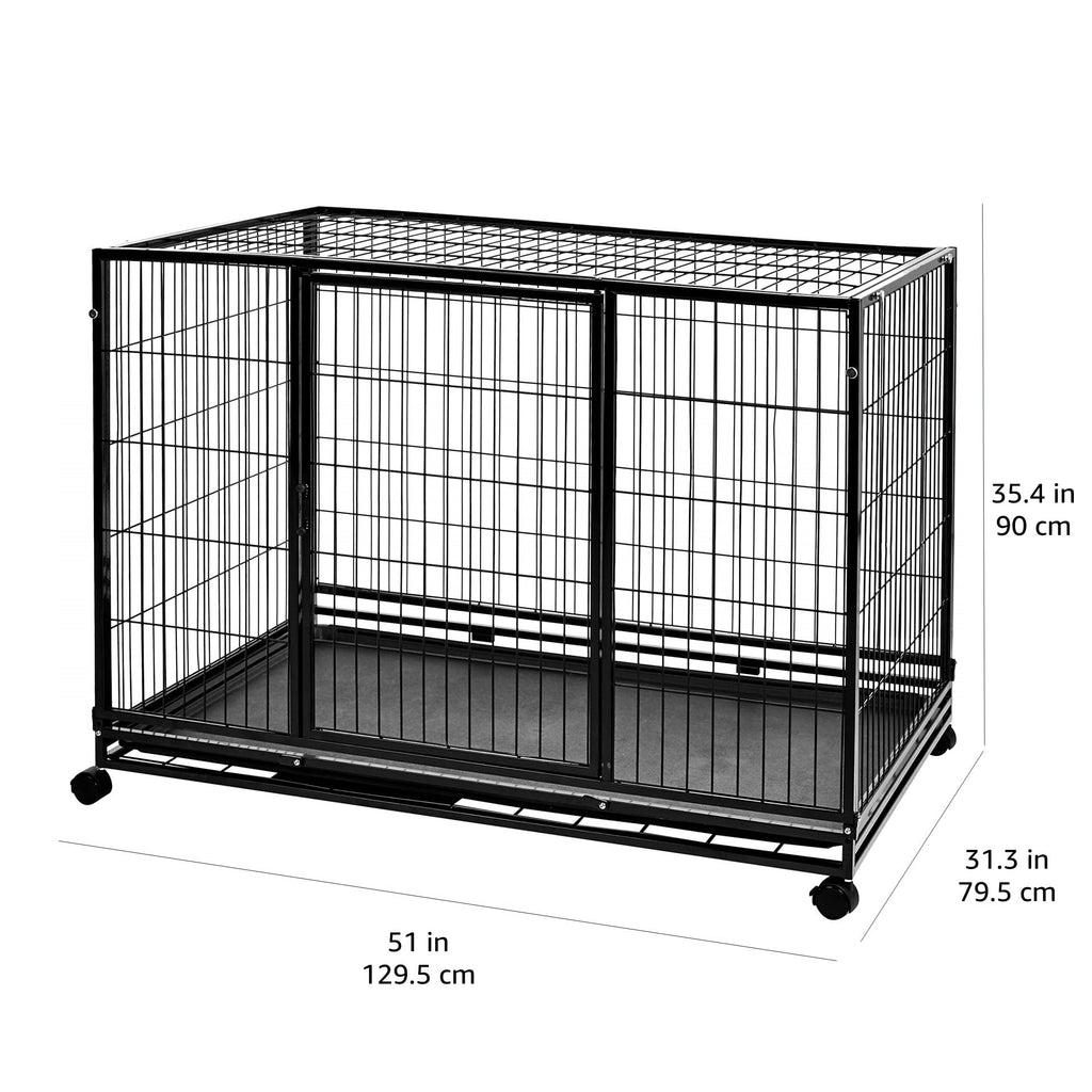 Portable Heavy Duty Stackable Dog Kennel with Tray, Black W91887