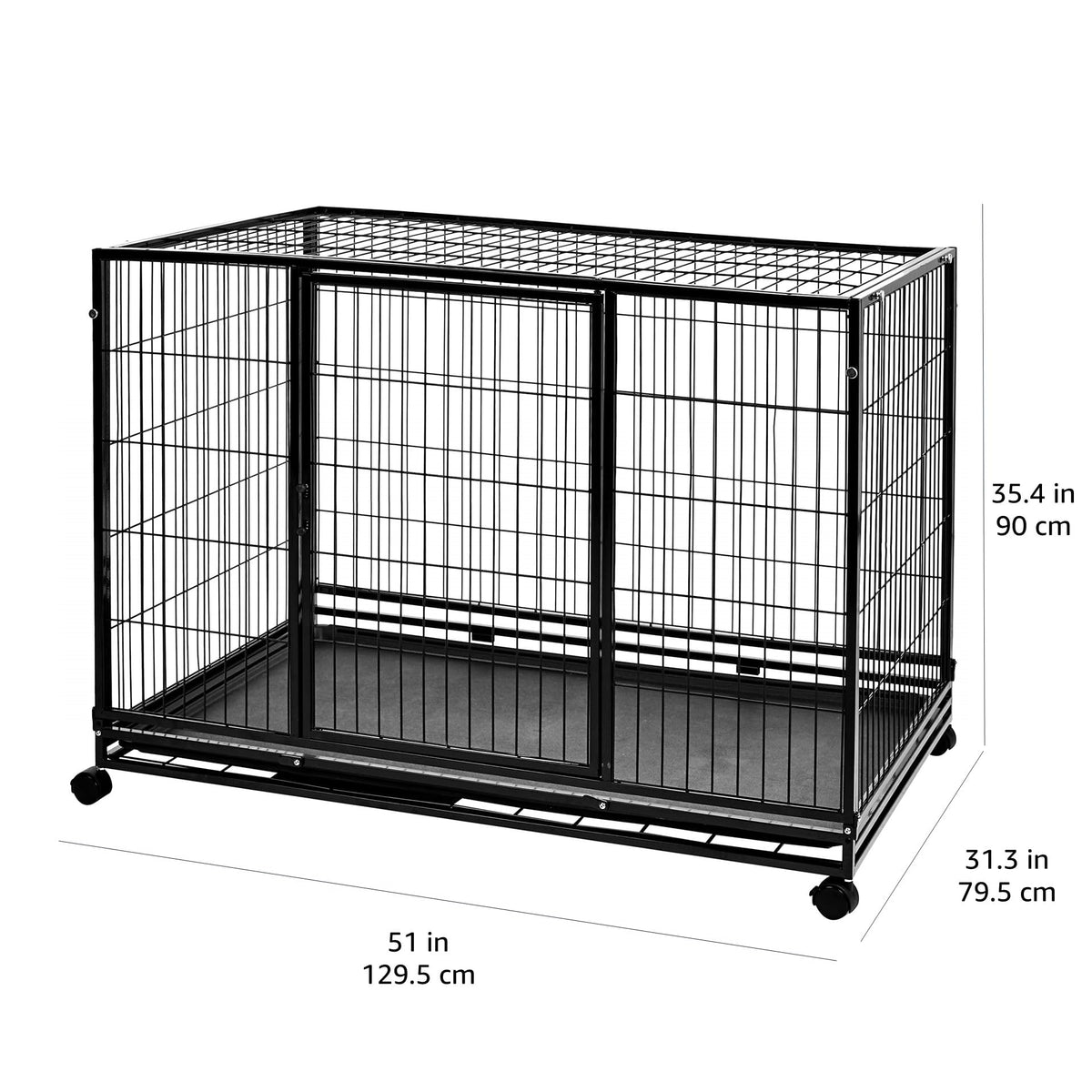 Portable Heavy Duty Stackable Dog Kennel with Tray, Black W91887