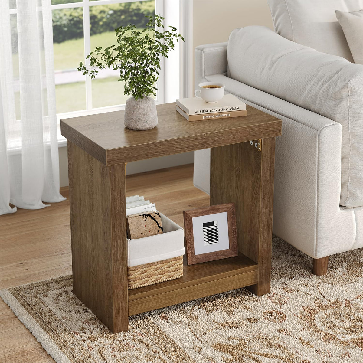 Brown Set of 2 End Tables with Storage Shelves C399756