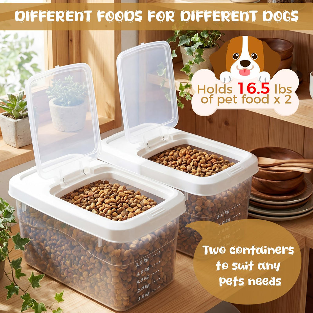 2 Pack 11 Lbs Airtight Dog Food Storage Container with Scoops I2703