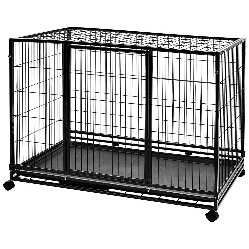 Portable Heavy Duty Stackable Dog Kennel with Tray, Black W91887