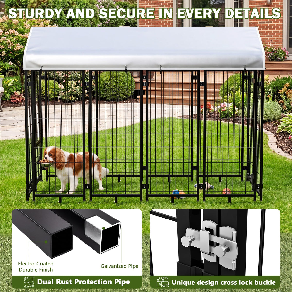 8x4x6 FT Heavy Duty Outdoor Dog Kennel with Roof I921630