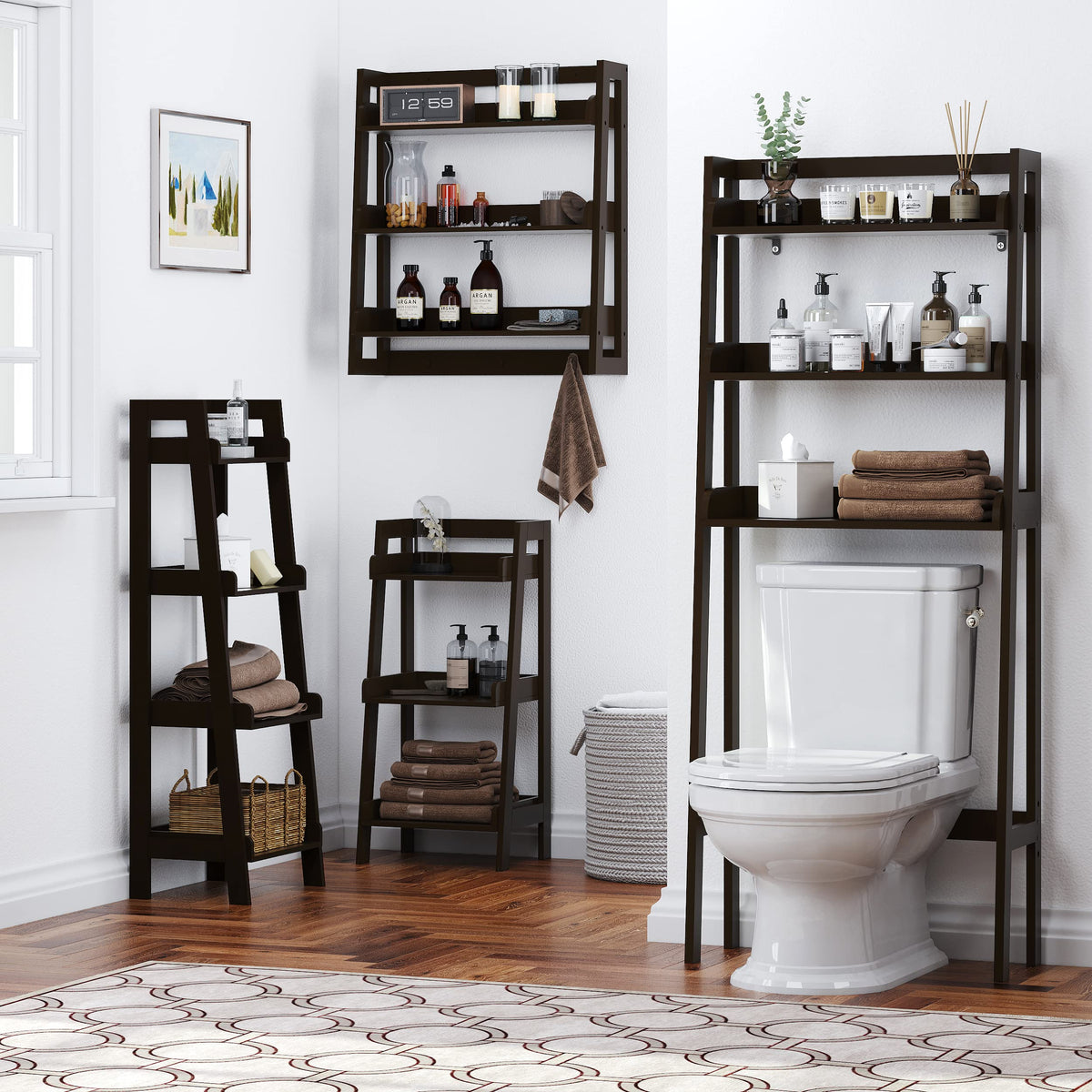 3-Tier Espresso Wood Bathroom Organizer P481