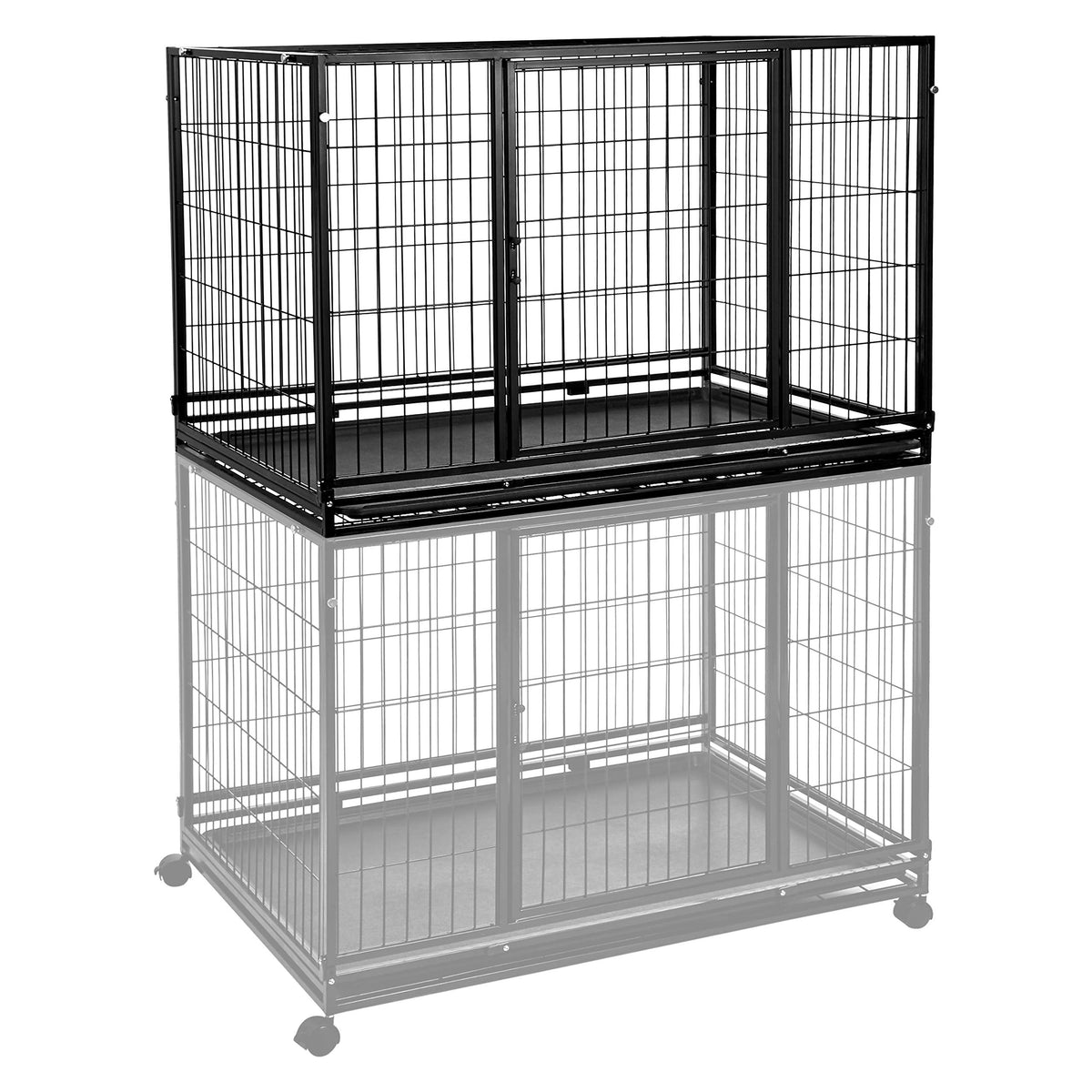 Portable Heavy Duty Stackable Dog Kennel with Tray, Black W91887