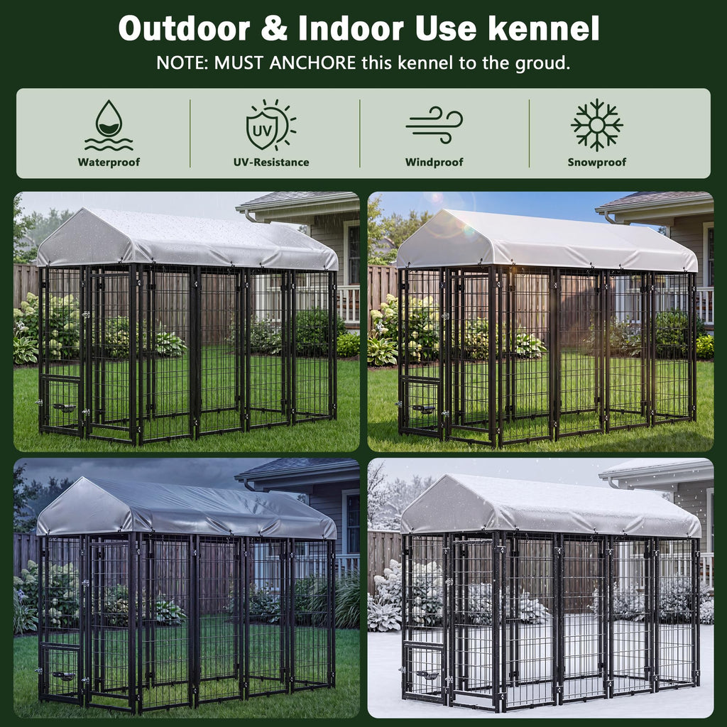 8x4x6 FT Heavy Duty Outdoor Dog Kennel with Roof I921630