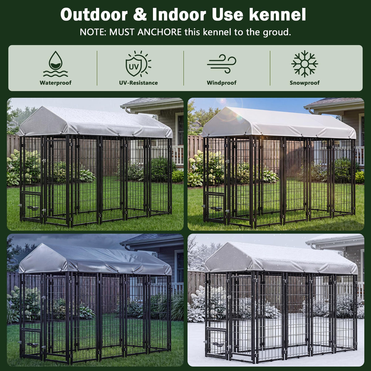 8x4x6 FT Heavy Duty Outdoor Dog Kennel with Roof I921630