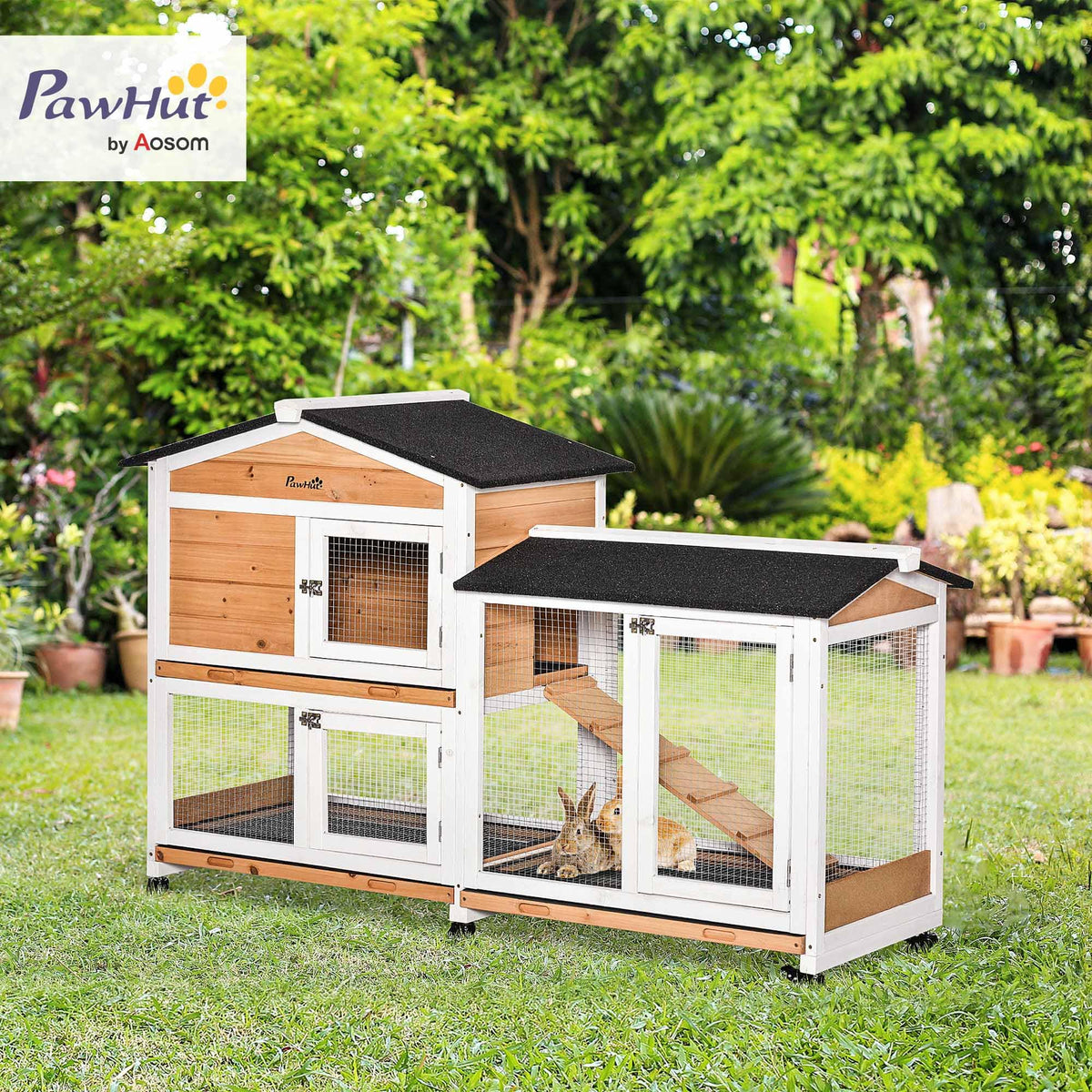 62" Rabbit Hutch with Wheels R5922