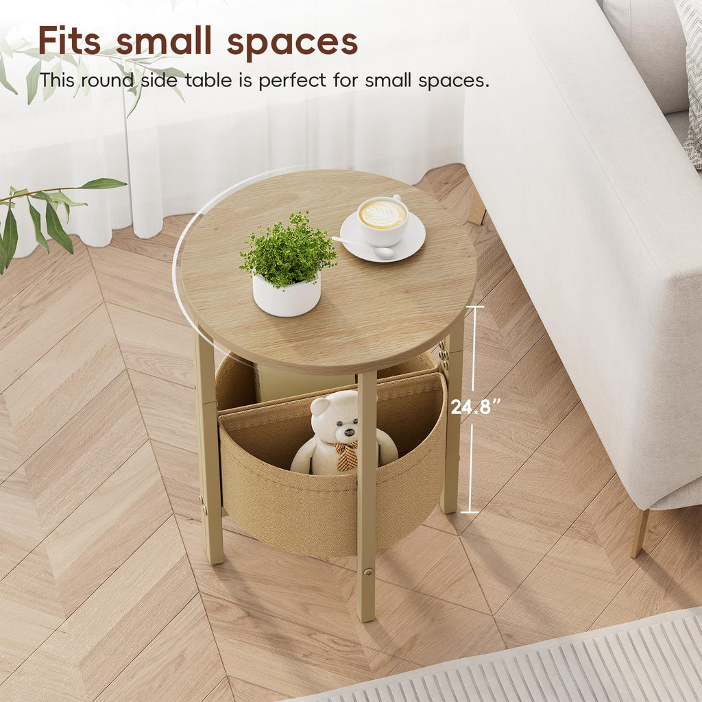 Small Round Side Table with Storage Basket, Set of 2 R64765