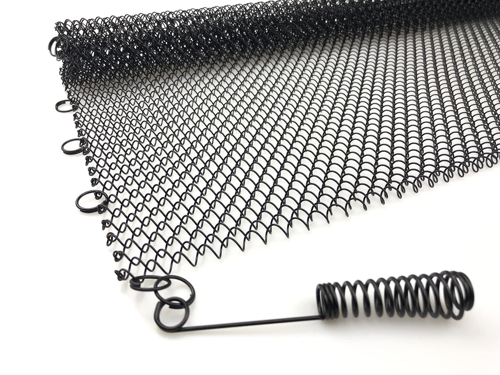 Black Fireplace Mesh Screen Curtain, Two Panels X194