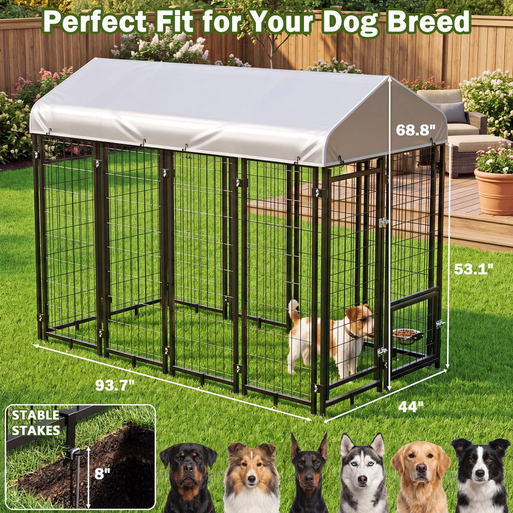 8x4x6 FT Heavy Duty Outdoor Dog Kennel with Roof I921630