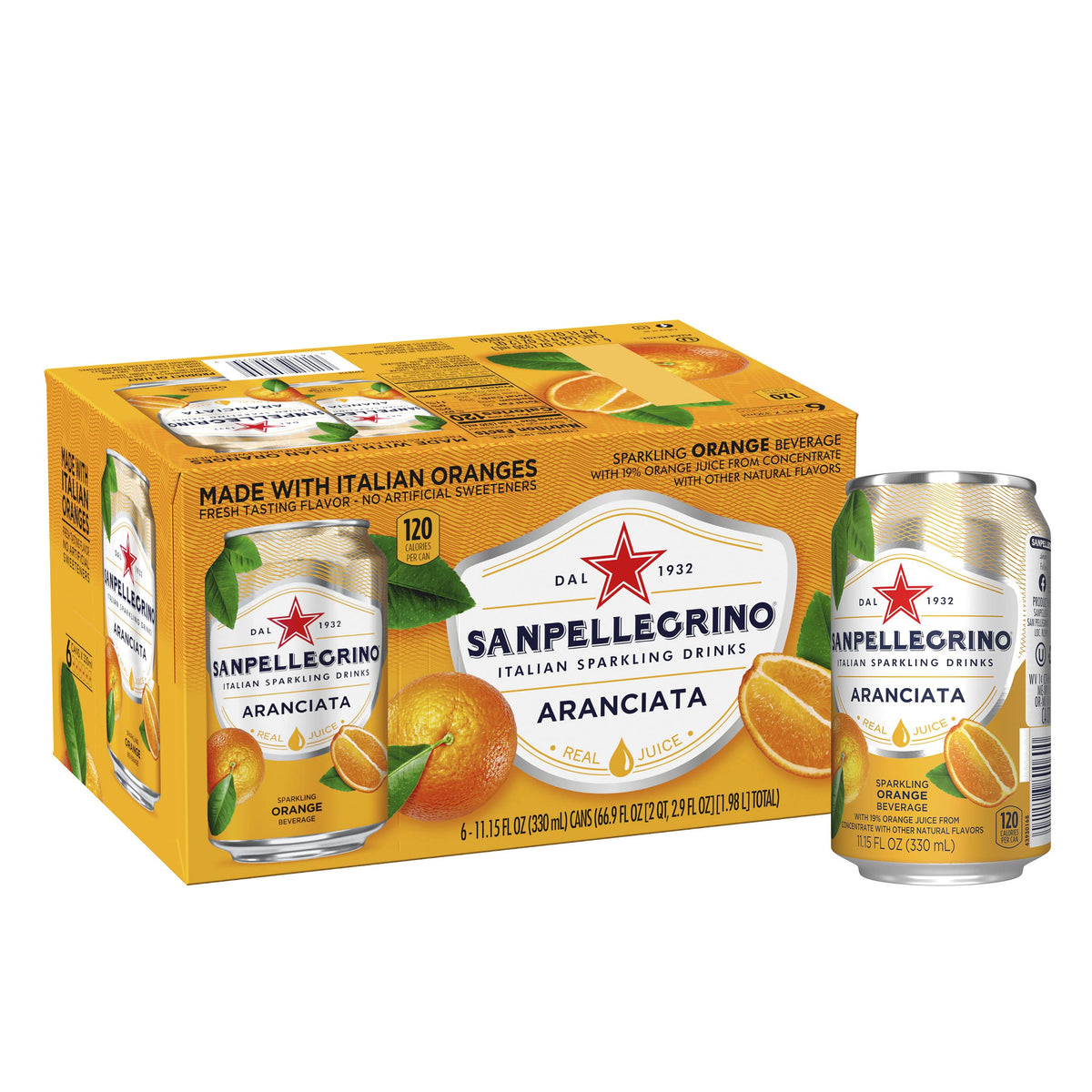 Orange Italian Sparkling Drinks, 11.15 Fl Oz Cans, 6 Pack H895