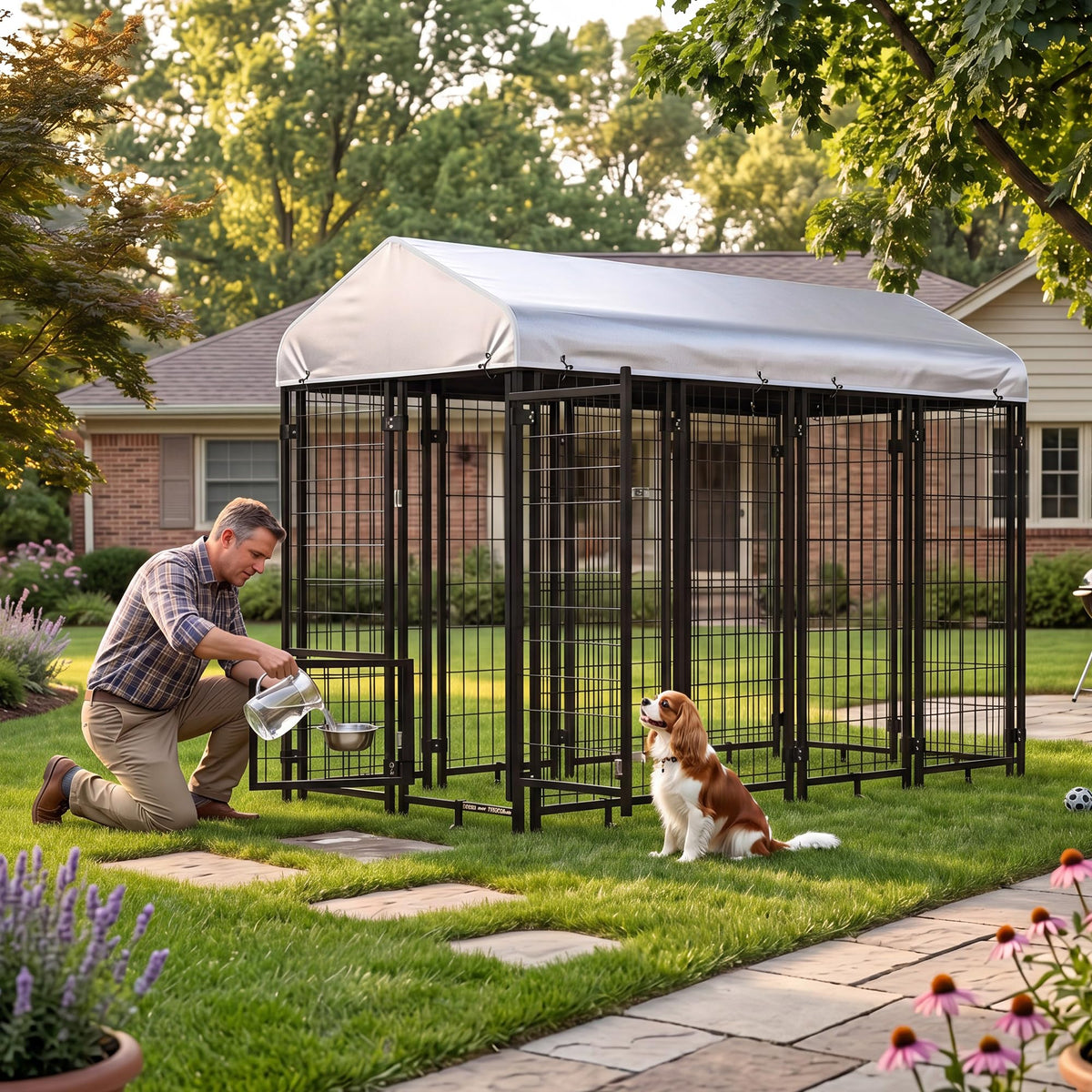 8x4x6 FT Heavy Duty Outdoor Dog Kennel with Roof I921630