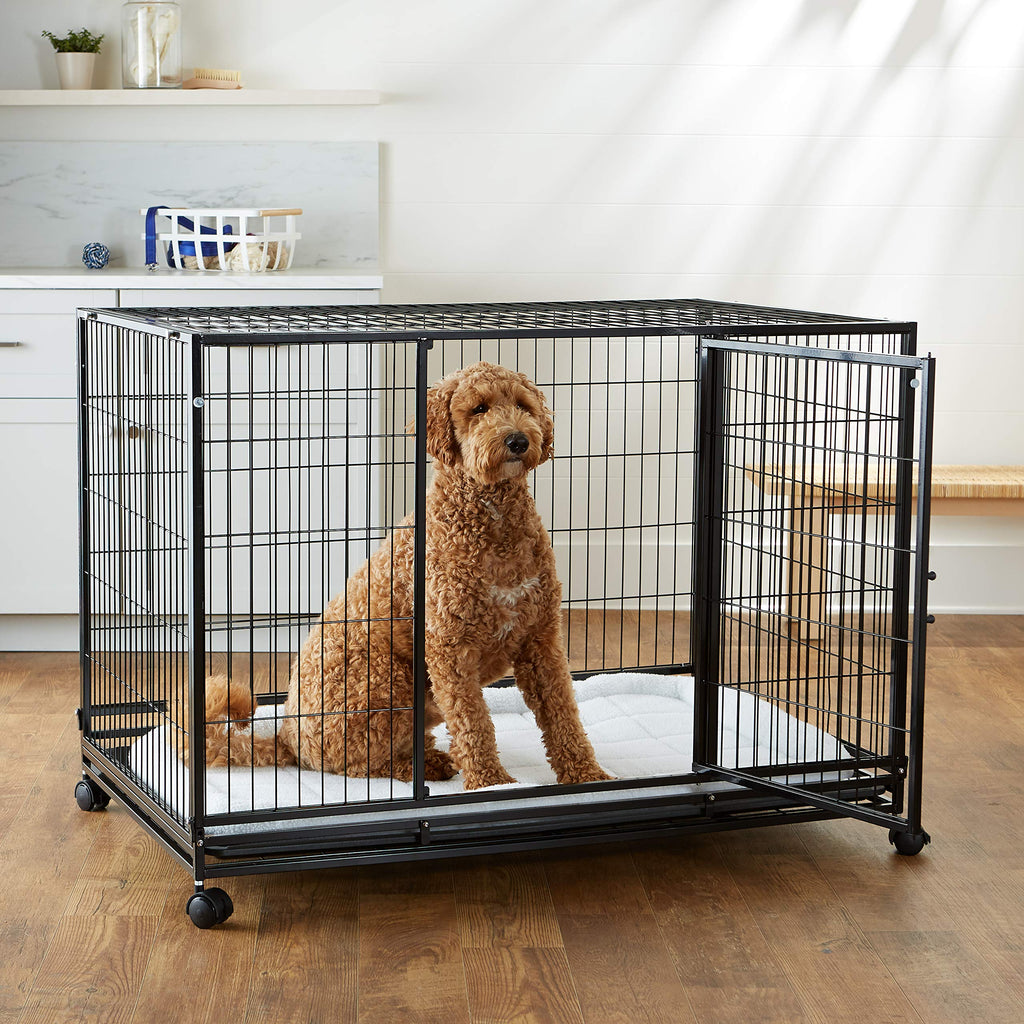 Portable Heavy Duty Stackable Dog Kennel with Tray, Black W91887